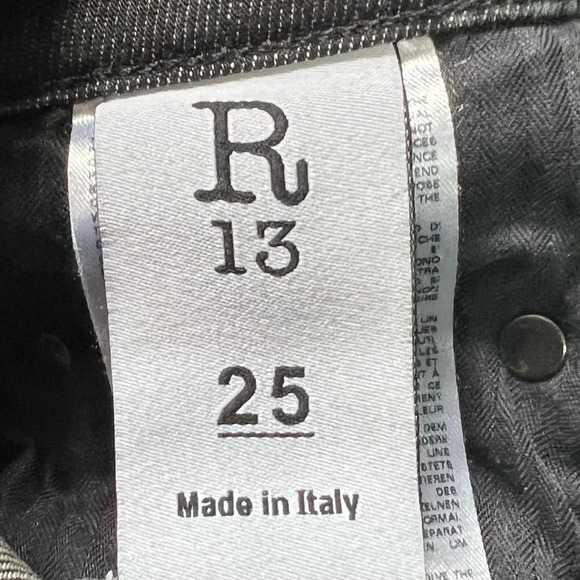 R13 Boy Skinny Washed Black Jeans Denim Distressed Ripped 25 Mid Rise Women - Picture 10 of 16